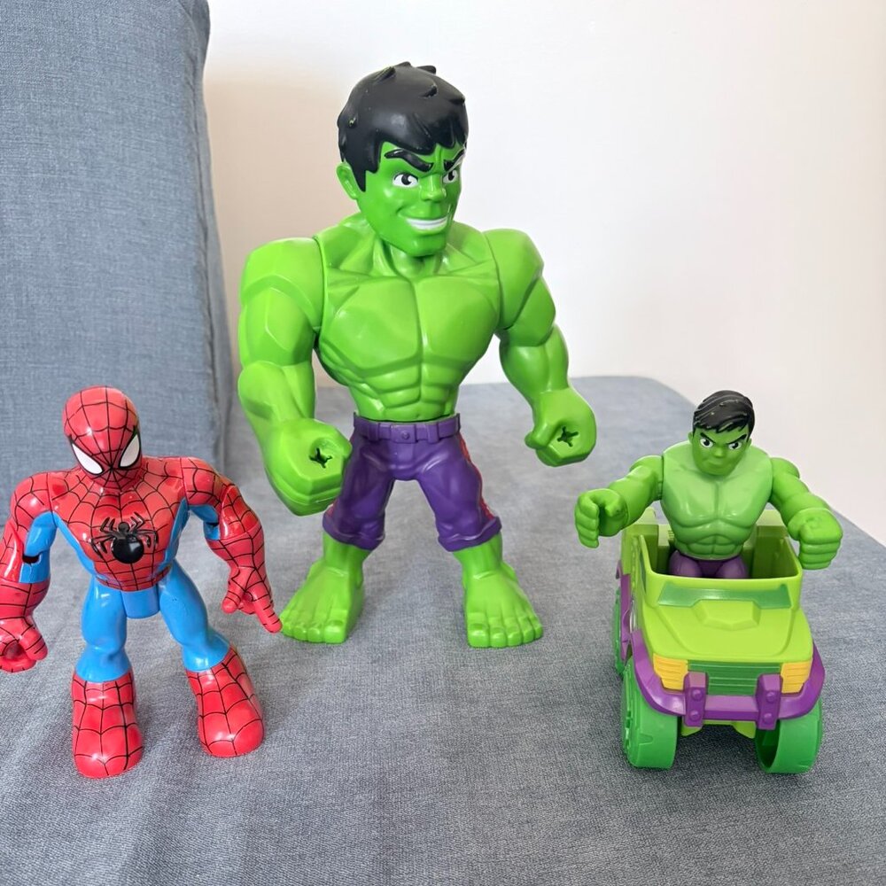 Spiderman and Hulk Action Figures Set of 3
